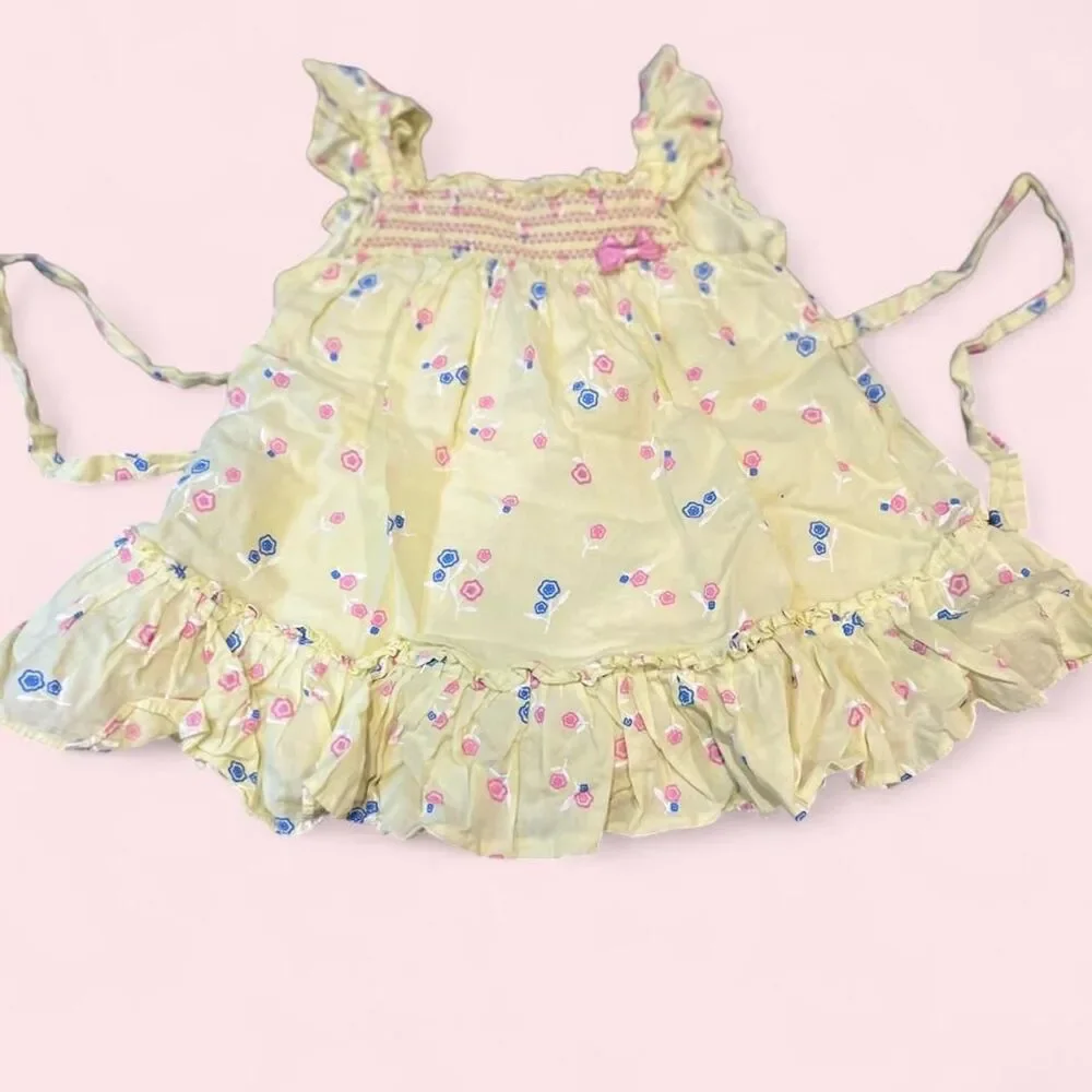 Baby Girl Embroidered, smocking Yellow Dress 3-6m